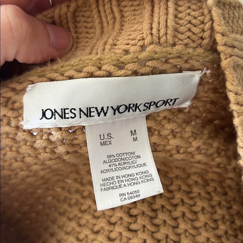 Vintage Jones, New York cable knit cotton two button open front sweater M​ - Picture 9 of 11